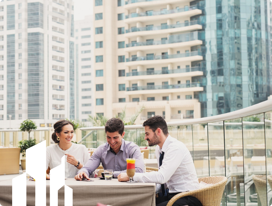 The Rayna Properties team meeting with clients in Dubai
